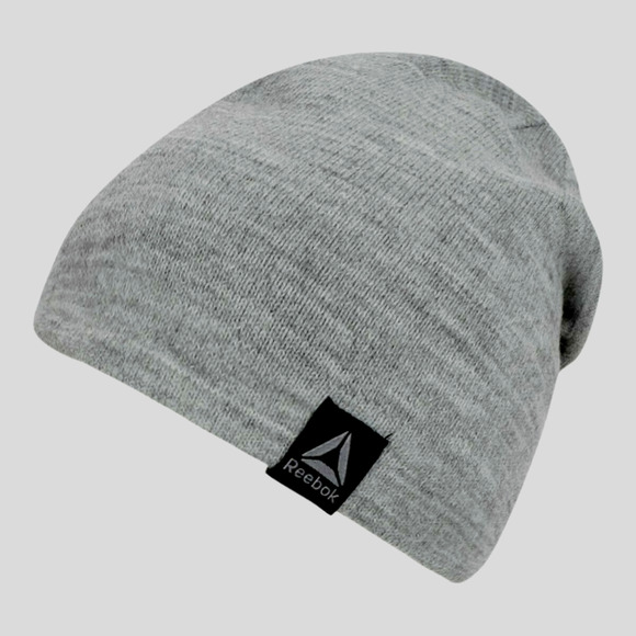 Reebok Men's Beanie Hat Gray Blue One Size Reversible Big Logo Knit Warm MSRP$30 - Picture 4 of 7